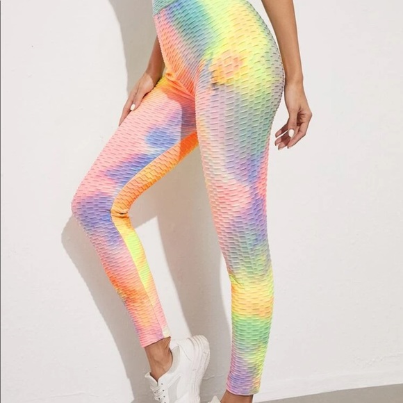 Scrunched Multi Color Leggings BLU Yellow or Brown - Picture 6 of 9